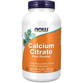 Now Foods, Calcium Citrate, Poudre Pure, 227 g, Testé en Laboratoire, Calcium, Sans Soja, Sans Gluten, Végétarien