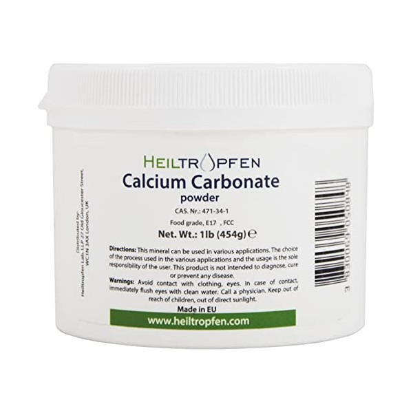 Poudre de carbonate de calcium | 1 livre - 454 g | Ingrédient de qualité pharmaceutique | Calcaire de la plus haute pureté | 