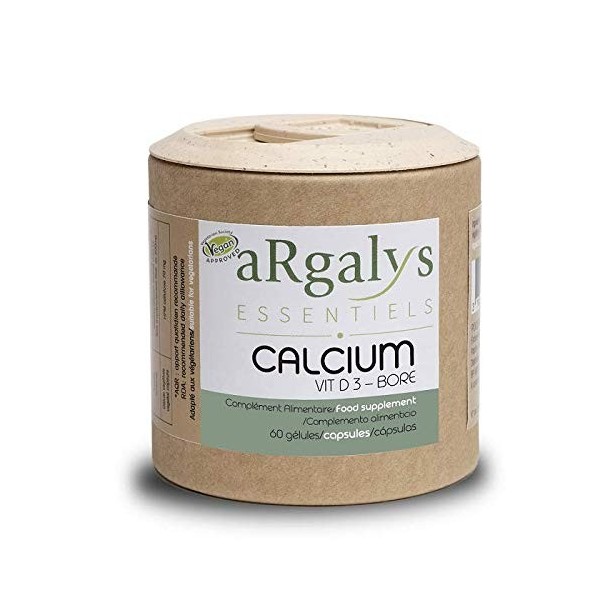 Calcium + Vitamine D3 + K2 | Haute Absorption | Pour les Os - Dents - santé osseuse | 60 Gélules | Vegan | Fabriqué en France