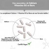 Calcium + Vitamine D3 + K2 | Haute Absorption | Pour les Os - Dents - santé osseuse | 60 Gélules | Vegan | Fabriqué en France