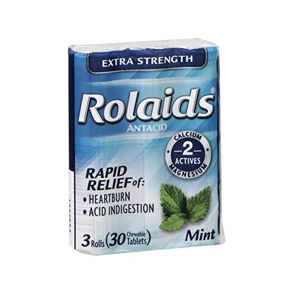 Rolaids Antacide extra fort à soulagement rapide Menthe 3 rouleaux