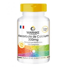 Calcium 300 mg + vitamine C - 100 comprimés - végan - non acide - carbonate de Calcium | Warnke Vitalstoffe