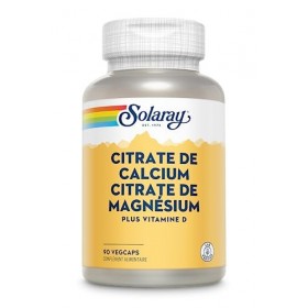 Solaray Citrate de Calcium et magnésium | Plus vitamine D | 90 capsules végétales