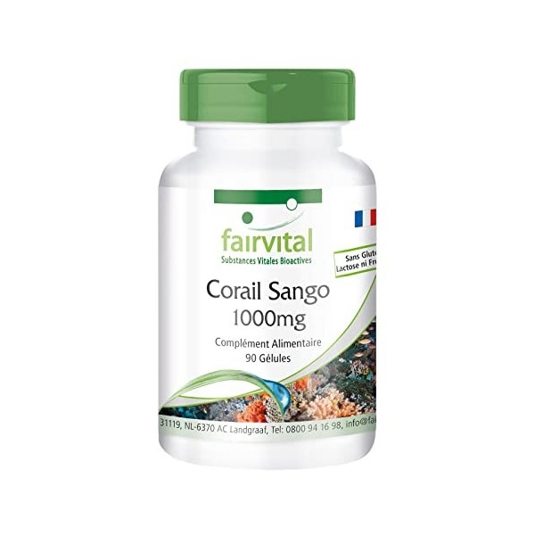 Fairvital | Corail Sango 1000mg avec 340mg de calcium - 90 gélules végétariennes - Substance pure