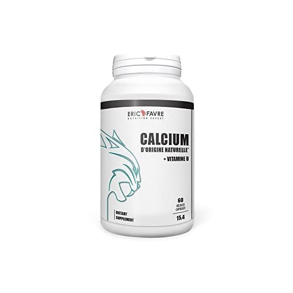 CALCIUM dOrigine Naturelle + Vitamine D, soutient lOssature, Assimilation Optimale du Calcuim grâce à la Vitamine D, 90 Gél