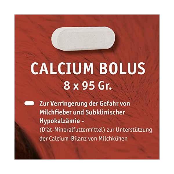 Vetmarkt24 Bolus - CALCIUM - Lot de 8 avantages - Pour soutenir léquilibre calcium des vaches laitières