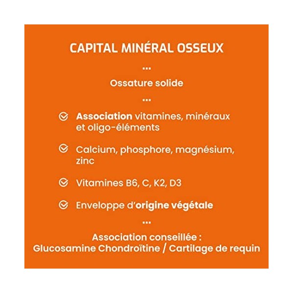 Laboratoire Beauchamp - Complément Alimentaire - CAPITAL MINERAL OSSEUX - 60 gélules - Maintien dun métabolisme osseux - A b