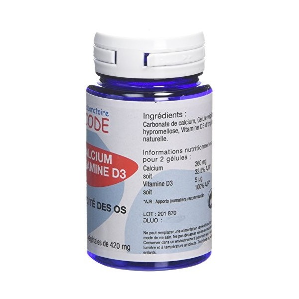 Laboratoire Code Calcium + Vitamine D3 Pilulier de 60 Gélules