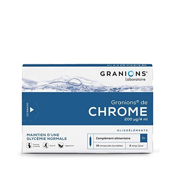 GRANIONS | Chrome | Maintien dune glycémie normale | Chrome 200 µg | Pour toute la famille | Sans effets secondaires | Fabri ...