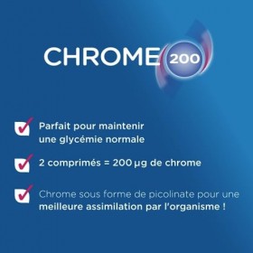 Forté Pharma - Chrome 200 - Complément Alimentaire Minceur au Chrome - Maintien de la Glycémie, Réduction du grignotage et en