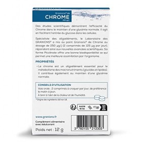 GRANIONS| Chrome | Métabolisme normal des macronutriments sucres & graisses et maintien dune glycémie normale | Chrome 250