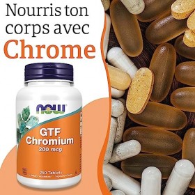 Now Foods, GTF Chromium Chrome 200mcg, 250 Comprimés végétaliens, Testé en Laboratoire, Sans Soja, Sans Gluten, Végétarien,