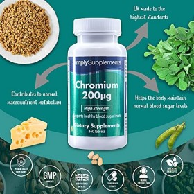 Chrome 200µg - 360 Comprimés - Jusqu’à 1 an de Bienfaits - SimplySupplements