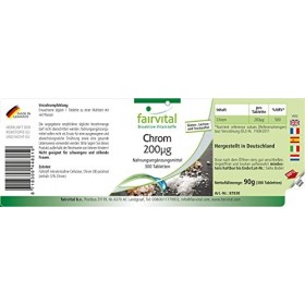 Fairvital | Chrome 200mcg - BOITE pour 300 JOURS - Fortement dosé - VEGAN - 300 comprimés - Picolinate de chrome