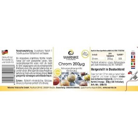 Chrome 200µg - 100 comprimés de picolinate de chrome pour 200 jours - qualité pharmacie allemande - complément alimentaire - 