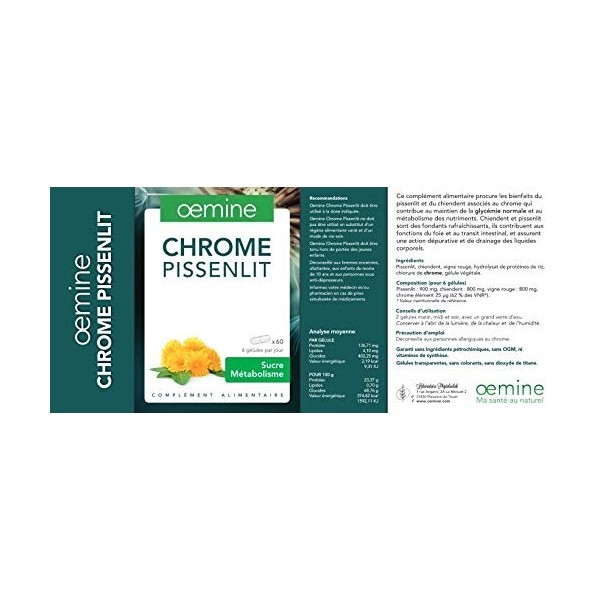 Oemine Chrome Pissenlit 60 Gélules