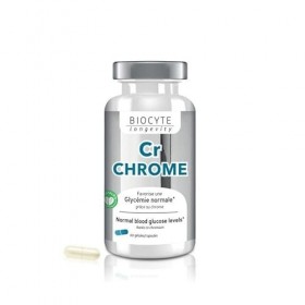 BIOCYTE Cr Chrome - Complément Alimentaire Glycémie Normale - A base de Chrome, Levure de Bière et Niacine - 60 Gélules - Pro