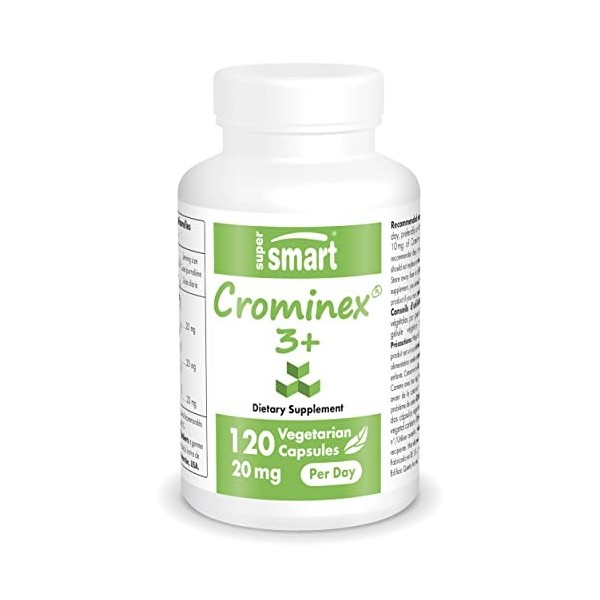 Supersmart - Crominex 3+ - Chrome Enrichi en Acide Fulvique et en Antioxydants Naturels - Favorise la Perte de Poids et le Ma