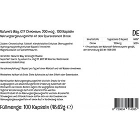 PremiumVital, Natures Way, Polynicotinate de Chrome Polynicotinate de Chrome , 200mcg, 100 Capsules, avec Pilulier Pratique