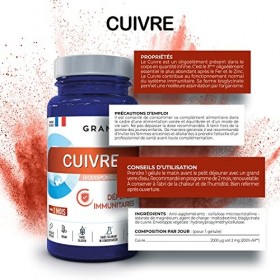 GRANIONS:Immunité et énergie CUIVRE bisglycinate 2 mg-200% des apports recommandés-Biodisponiblité optimale-DEFENSES IMMUNITA
