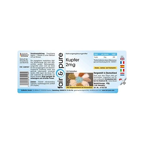 Fair & Pure® - Cuivre 2mg - 120 comprimés végans