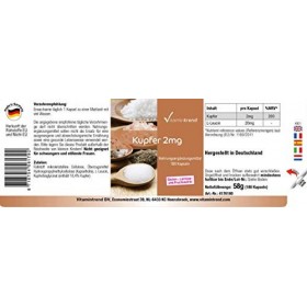 Cuivre en gélules - 2 mg - hautement dosé - vegan - 180 gélules - pour la pigmentation des cheveux | Vitamintrend®