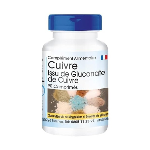 Fair & Pure® - Cuivre 2mg de gluconate de cuivre - végan - 90 comprimés de cuivre