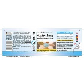 Fair & Pure® - Cuivre 2mg de gluconate de cuivre - végan - 90 comprimés de cuivre