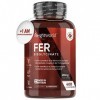 Fer Bisglycinate de 28mg - 400 Comprimés Vegan - Fer en Complement Alimentaire Contribue à la Réduction de la Fatigue & Améli