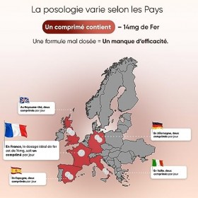 Fer Bisglycinate de 28mg - 400 Comprimés Vegan - Fer en Complement Alimentaire Contribue à la Réduction de la Fatigue & Améli