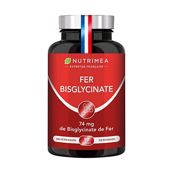 FER Bisglycinate + Vitamine C - 14 mg de Fer/Gélule - Procure 100% des Besoins Journaliers - Absorption & Biodisponibilité Ma