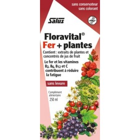 Salus Floravital® Fer + Plantes - Formule Liquide Anti-Fatigue Riche en Fer - Sans Levure ni Gluten - Enrichi en Vitamine C p
