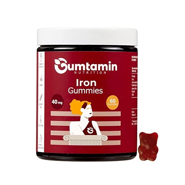 Gumtamin Gummies en fer Gumtamin avec vitamine C - Alternative hautement dosée aux comprimés et capsules de fer pour la caren