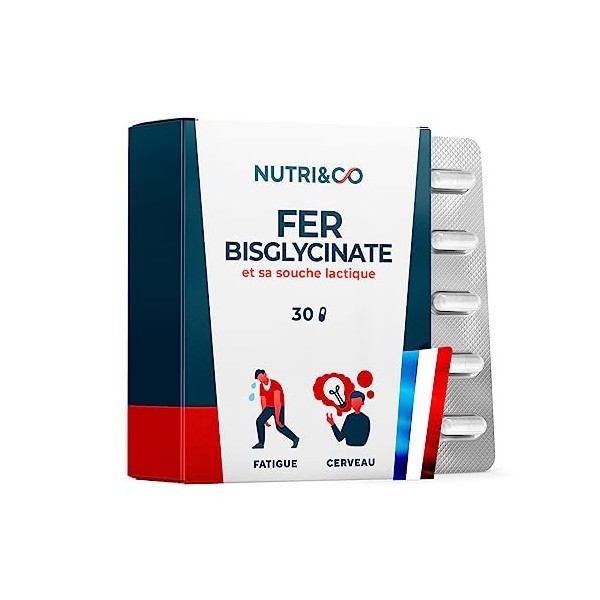 FER BISGLYCINATE 14 mg + Vitamine C + Probiotique | +23% d’Absorption | Complément Alimentaire Fer breveté Anti-Fatigue | San