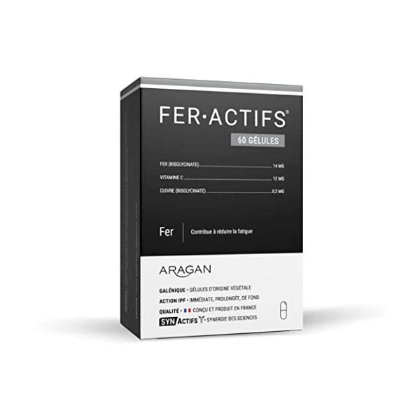 ARAGAN - Synactifs - Feractifs - Complément Alimentaire Anti-Fatigue - Tonus et Vitalité - Fer Bisglycinate, Cuivre et Vitami