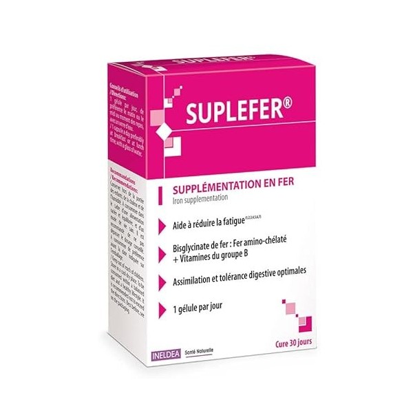 INELDEA SANTÉ NATURELLE - Suplefer - Aide à réduire la fatigue - Riche en Fer et Vitamines du groupe B - Fer microencapsulé p