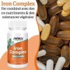 Now Foods, Iron Complex Complexe de Fer , 27mg, 100 Comprimés végétaliens, Testé en Laboratoire, Fer, Vitamines, Sans Gluten