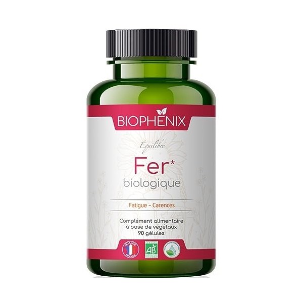 Biophénix Equilibre Fer 90 gélules - Complément alimentaire BIO 100% naturel à base de végétaux - 14 mg de Fer élément par gé