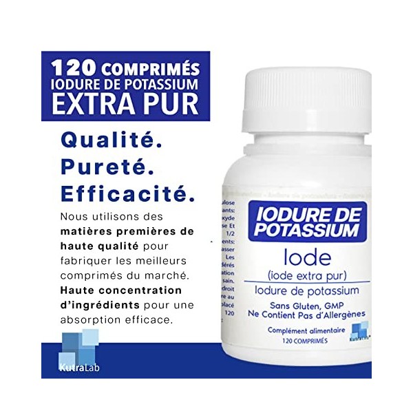 IODE | 120 Pastilles De Iode Pur De Haute Dose Et Facilement Ingérables | Iodure De Potassium Supplément