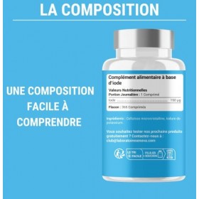 IODE 150 MCG | 365 petits comprimés | Iode thyroide | Fabriqué en France | Iodure de Potassium | Complement alimentaire | San