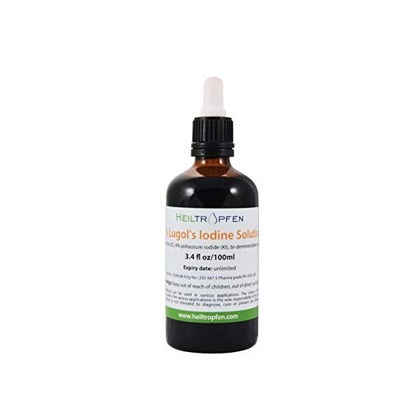 Solution iodo-ioduree | 2% Solution de Lugol 100 ml | 6% Formulation liquide | Fabriqué avec 2 pour cent diode et 4% diodur