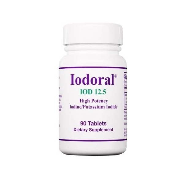 Optimox, Iodoral 12,5mg, avec Iode et Iodure de Potassium, Dépôt, 90 Comprimés végétaliens, Testé en Laboratoire, Végétarien,