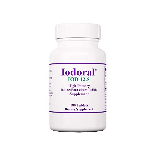 Optimox, Iodoral 12,5mg, avec Iode et Iodure de Potassium, Dépôt, 180 Comprimés végétaliens, Testé en Laboratoire, Végétarien