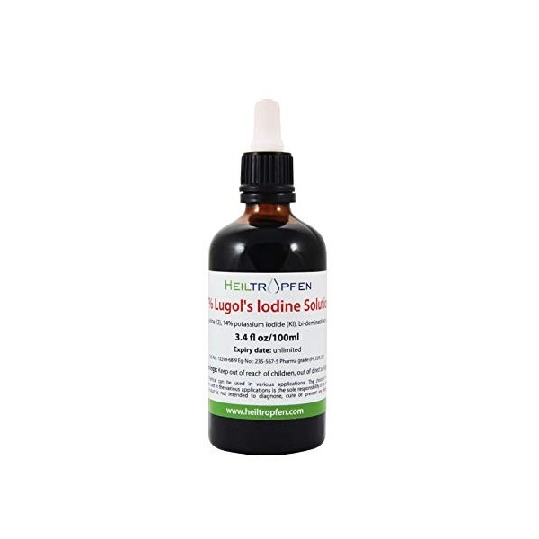 Solution iodo-ioduree | 7% Solution de Lugol 100ml | 21% Formulation liquide | Fabriqué avec 7 pour cent diode et 14% diodu