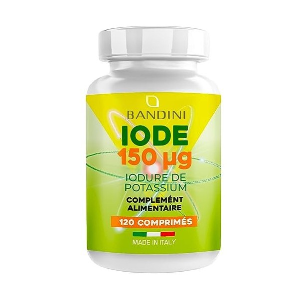 Bandini® IODURE DE POTASSIUM - IODE EXTRA PUR - 150 mcg PAR COMPRIMÉ , Complément Alimentaire avec Iode KI, Dosage élevé, 10