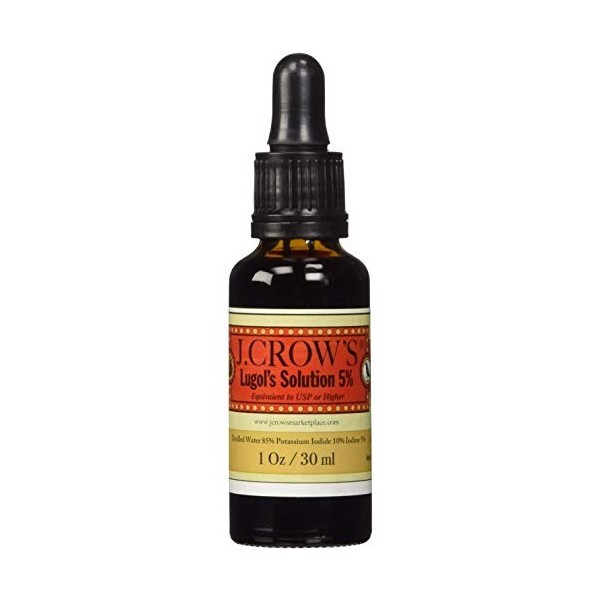 J.CROWS® Solution 15% Iodo-Iodurée de Lugol 30ml • 100% PURE & NATURELLE • Qualité Pharmaceutique • 5% Iode + 10% Potassium 