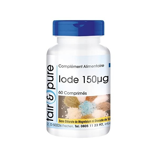 Fair & Pure® - Iode 150µg - 100% de vos besoins quotidiens - de iode provenant de liodure de potassium - 60 comprimés diode