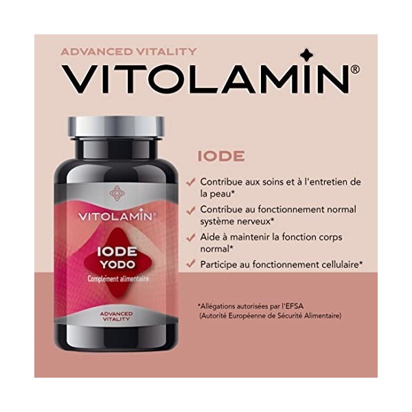 IODE | VITOLAMIN® | 365 COMPRIMÉS | Liode aide à maintenir le fonctionnement normal de lorganisme, participe au fonctionnem