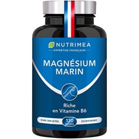 Magnésium Marin et Vitamine B6 | Combat Efficacement la Fatigue | 150 mg/jour | 120 Gélules dOrigine Végétale | 4 Mois de Cu