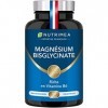 Magnésium Bisglycinate + Vitamine B6 - Sommeil, Stress, Fatigue - Absorption Maximale & Assimilation Facilitée - 90 Gélules V